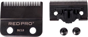 RED Pro Professional Blade Replacement Kit for Cordless Hair Clipper 2 Hole Detachable Replacement Blades Durable DLC (Diamond Like Carbon) Black Titanium Coated Blades (Fade Black)