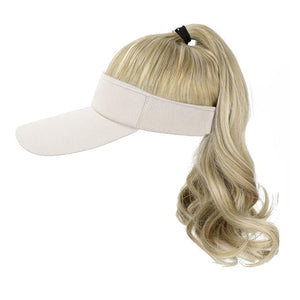 Hat Wig for Women Baseball Cap Wig with Curly Synthetic Hair Extensions Ponytail Cap wig Sun Hat with Hair
