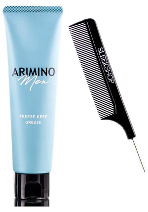 Arimino MEN Freeze Keep Grease (w/Sleek Comb) Man Conditioner Hair Cream Gel Creme Wax Pomade (3.52 ounce)