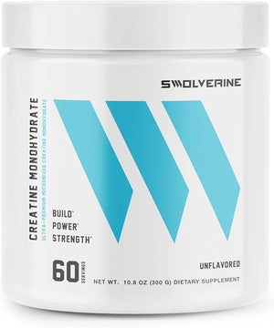 Swolverine¢ç Creatine Monohydrate Powder ? 60 Servings | 100% Pure Micronized Creatine for Muscle Strength Power &amp Recovery