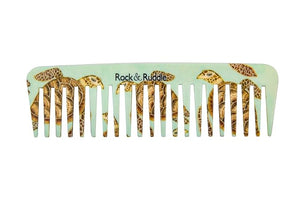 Rock &amp Ruddle Wide Tooth Comb | Perfect for Detangling Wet Hair and Applying Hair Color - Turtles