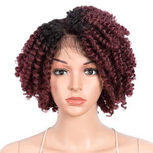Style Icon 12 Afro Wigs Short Curly Wigs for Black Women Lace Front Side Part Synthetic Wigs Ombre Blonde Wig (12 Inch OT530)