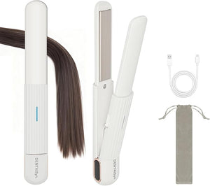 USB Hair Straightener Irons | 2-in-1 Curling Wand &amp; Titanium Flat Iron Professional Hair Straightener and Curler,Rechargeable Portable Hair Straightening Iron