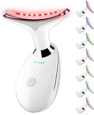 Neck&ampFace Massager with 7 Colors-Multi-Functional Skincare ToolHome Beauty Device for Wrinkles&ampRelaxationFacial Massager(White)
