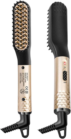 Hair Straightener Hair Styling Appliances Professional Hair Comb Brush Beard Straightener Multifunctional Hair Straightening Comb Hair Curler Fast Styling Tools ( Color : Gold without box  Size : E