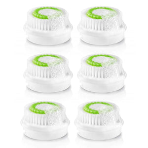 Replacement Facial Cleansing Brush Heads Facial Cleansing Brush Head Exfoliator Facial Brush Heads for Acne Prone Clogged and Enlarged Pores Skins (Green/6 Pack)