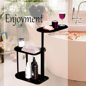 Height Adjustable Bamboo Bathtub Tray Table - 3 Tier Freestanding Bath Caddy Shelf for TubBath Table Tray Tub Shelf for Luxury Spa Experience at Home