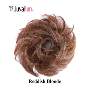 JUVABUN Small Messy Bun Hair Piece - Reddish Blonde | Curled Hair Bun Scrunchie | Hair Pieces for Women Everyday Wear Washable &amp Realistic Hair Buns Hair Piece| Synthetic Hair Bun Scrunchie - Redd