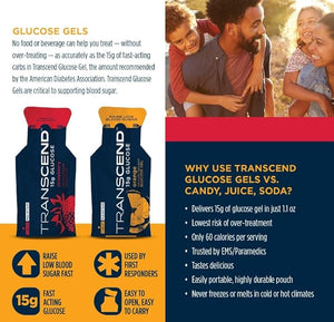 Transcend 15g Glucose Gel - Orange &amp Strawberry Assortment (12)