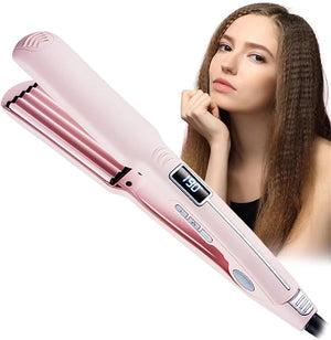 Professional Hair Corrugated Iron for Volumizing,Ceramic Hair Straightener with Temperature Adjustable and LCD Display, Long-Last Styling Flat Iron