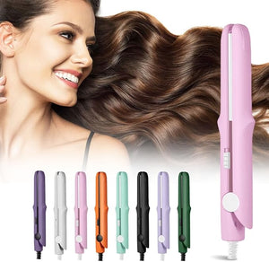 Mini Dual Purpose Curling Iron 2025 New 2 in 1 Mini Curling Wand &amp Flat Iron Hair Straightener Portable Travel Curling Wand for Women Short Hair Hair Straightener for All Hair Types (Pink)
