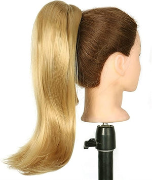 HIHELO 18 Inch Synthetic Straight Ponytail Hair Extensions Wig Bun Wrap Ponytail Barrette Clips for Women Hair Accessories (Color : T4/27/30)