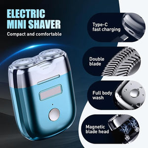 Dual Head Electric Shaver 2025 New Wet Dry Mini Portable Razor for Men Women Pocket Size Waterproof Electric Shaver for Home Car Travel (Blue)