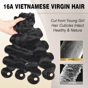 Human Hair Bundles Body Wave Hair 3 Bundles 18 20 22 Inch 16A Vietnamese Raw Human Hair 100% Unprocessed Virgin Hair Weave Human Hair Extension Natural Black Color