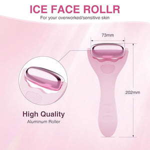 Facial Ice Roller for Skin Care - Aluminum Face Roller to De-Puff Soothe &amp Tighten Pores - Cold Therapy Massage Tool for Radiant Glow