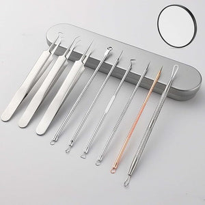 Acssart Blackhead Tools, 2025 New Stainless Steel Acssart Blackhead Tweezers, Stainless Steel Blackhead Remover Tool Kit with 15x Magnifying Glass (10Pcs)