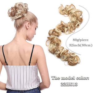 EARSHOT Hair Buns Hair Piece 80cm Women's Synthetic Bun Messy Bun with Elastic Band Hair Bun Curl Wig Ponytail Extension Hair Extensions Wig Hair Accessories For Girls (Color : 22H613)