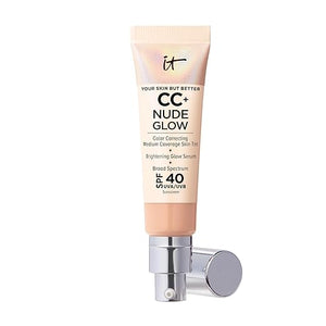 IT Cosmetics CC+ Nude Glow - Medium Coverage Foundation with SPF 40 &amp Brightening Glow Serum Lightweight Skin Tint 2% Niacinamide + Hyaluronic Acid Up to 24H Hydration Normal/Dry Skin - 1.08 f