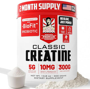 Old School Labs Micronized Creatine Monohydrate with No Bloat BioFit¢â Probiotic - Men &amp; Women Post-Recovery Powder for Strength &amp; Performance - 60 Servings Unflavored