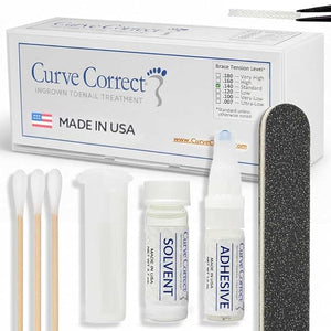 CurveCorrect¢ç Ingrown Toenail Treatment Kit - Ingrown Toenail Corrector Kit with 10 Braces - at Home Ingrown Toenail Correction - Big Toe Ingrown Nail Removal