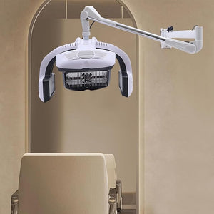 Multifunction Professional Hair Dryer 1500W High Power Hairdressing Dryer with 5 Heating Discs and 360¡Æ Swivel Adjustable Arm Salon Hair Color Processor Wall Mount with LCD Display (White)