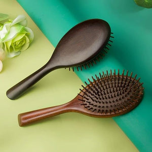 Wood Retro Hair Brushes Women Massage Hairbrush Scalp Massagers Hair Combs Air Cushion Hair Combs 9.4Inch(A)