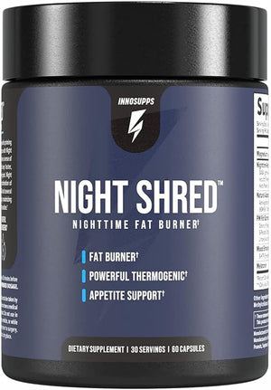 Night Shred Fat Burner and Natural Sleep Support | Ashwaganda 5-HTP CLA Melatonin | Appetite Suppressant | Weight Loss Support Nighttime Fat Burning (60 Vegetarian Capsules)