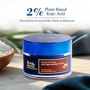 Blue Nectar Natural Mushroom &amp Rice Water Face Moisturizer for women | Non-Greasy Daily Cream for All Skin Types (18 Herbs 1.7 Oz)