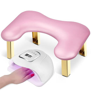 Nail Arm Rest Foldable Arm Rest for Nails Tech PU Leather Manicure Arm Rest U Shaped Hand Rest for Nails tech Manicure Hand Rests for Foot Hand Rest Pink