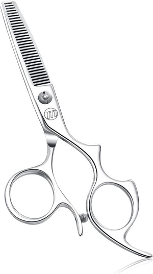 Moontay 5.5 Hair Cutting Shears with Large Finger Holes Professional Barber Stylist Thinning Shears Salon Hair Cutting Scissors 440C Japanese Stainless Steel Silver