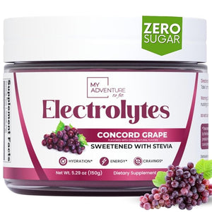 Zero Sugar - Concord Grape Electrolytes Powder - Very Refreshing Hydration - Caffeine Free Energy with All Natural Ingredients - Vegan Keto &amp Paleo - Sugar Free Electrolytes Drink Mix - 30 Servin