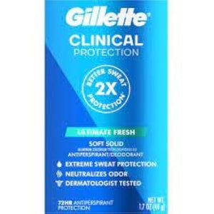 Gillette Clinical Anti-Perspirant Deodorant Ultimate Fresh Advanced Solid 1.70 oz (Pack of 6)
