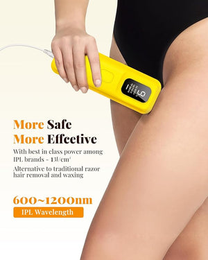 IPL Laser Hair Removal Device for Women &amp Men - At-Home Permanent Hair Remover for Long-Lasting ResultsBody &amp Face for 85% Hair Reduction in 3 WeeksYellow