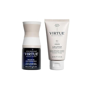 VIRTUE Healing Hair Oil &amp 6-in-1 Styling Cream Bundle Repair Protect and Style for All Hair Types Amazon Exclusive Color Safe