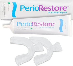 Perio Restore Gel (3 oz) ? Mint-Flavored at-Home Periodontal &amp; Teeth Whitening Treatment with 1.7% Hydrogen Peroxide | Includes 2 Application Trays for Easy Use