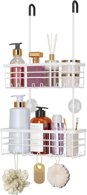 HapiRm Hanging Shower Caddy Organizer - No Drilling Shower Organizer with Hooks Rustproof &amp Waterproof 304 Stainless Steel Bathroom Shelves - White