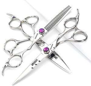 SHARONDS 6 Inch 440C High Hardness Stainless Steel Hair Scissors Hair Salon Hair Stylist Cutting Thinning Tool Barber Special (scissors set) (6 inch 3pc-B)