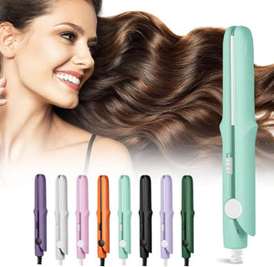 Mini Dual Purpose Curling Iron 2025 New 2 in 1 Mini Curling Wand &amp Flat Iron Hair Straightener Portable Travel Curling Wand for Women Short Hair Hair Straightener for All Hair Types (Green)