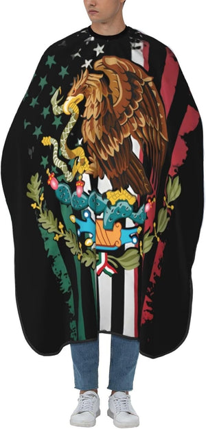Mexico Flag Salon Barber Cape For Men/Women - Professional Hairdressing Waterproof Hair Cutting Cape With Adjustable Snap Closure-Haircut Apron For Hair Stylist And Home Use-55''X66''