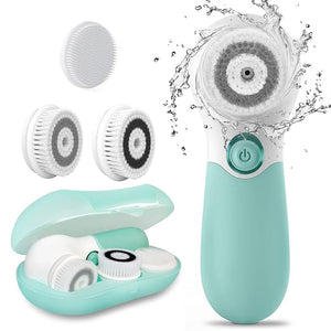 Facial Cleansing Brush Electric Facial Exfoliating Massage Brush with 3 Cleanser Heads and 2 Speeds Adjustable for Deep Cleaning Removing Blackhead Face Massaging