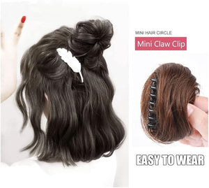 HIHELO 1-Pack Mini Claw Clip Messy Cat Ears Short Synthetic Curly Wavy Bun Extension Wig Claw Clip Women Hair Accessories (Color : 13)