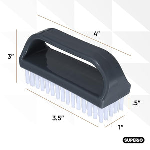 Superio Stiff Nail Brush for Cleaning Fingernails Small Scrub Brush with Handle Cleaning Brushes for Hands Toes and Nails (Black 36 Pack)