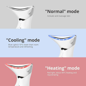 Ms.W Red Light Neck Face Massager Facial Massager with Hot &amp Cold Modes for Skin Care Vibration for Skin Tightening and Rejuvenation£¨White£©