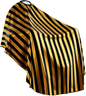 Professional Barber Cape - Hair Cutting Cape with Adjustable Neck Closure Salon Quality Styling Cape for Hairdressers and Barbers - Gold Stripe