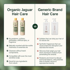 Organic Jaguar Natural Shampoo for Hair Care Sulfate Free Shampoo with Castor Oil Jasmine Glycerin Aloe Vera &amp Mild Thickening Agent Dry to Color Treated to All Hair 13.5 fl oz