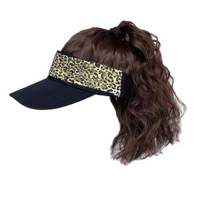 Hat Wig for Women - Baseball Cap With Short Curly Hair Wool Ponytail Braid Wavy Wig Dark Brown