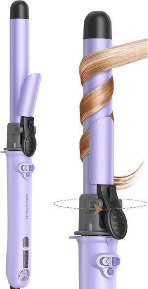 Wavytalk 1 Inch Rotating Curling Iron Curl Cycle Automatic Curling Wand for Long Hair Get Effortless Beach Waves with Self Spinning Barrel up to 430¡ÆF with Home Button Dual Voltage Purple