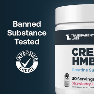 Transparent Labs Creatine HMB - Creatine Monohydrate Powder with HMB for Muscle Growth Increased Strength Enhanced Energy Output and Improved Athletic Performance - 30 Servings Unflavored