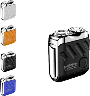 Afeitadora El?ctrica Port?til Rotativa De Doble Anillo, Portable Rotary Dual Ring Electric Shaver, Upgrade USB Rechargeable Waterproof Pocket Razor for Men(Black)