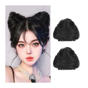 Messy Bun Hair 2 PCS Mini Claw Clip in Messy Hair Bun Extensions Wig Accessory for Women Girls Cat Ears Hair Donut Chignon Synthetic Hair Pieces Bun Extension Real Human Hair Buns (Color : Natural bl